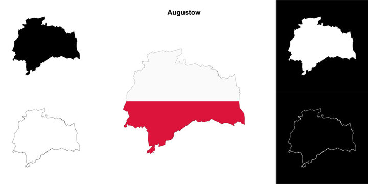 Augustow county outline map set