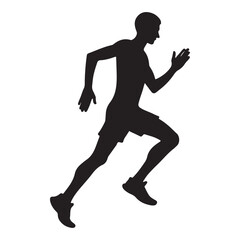 Running Man Silhouette Icon for Sports and Fitness