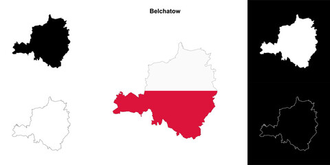 Belchatow county outline map set