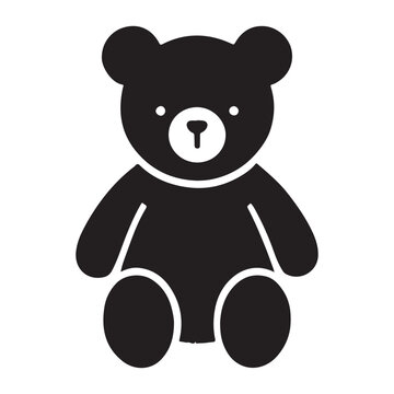 Naklejki Charming Sitting Teddy Bear Silhouette Vector Art