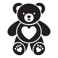 Adorable Silhouette of a Teddy Bear with Heart Illustration