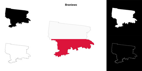 Braniewo county outline map set