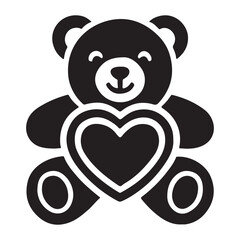 Cute Teddy Bear with Heart Silhouette Icon