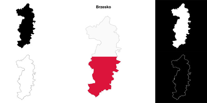 Brzesko county outline map set