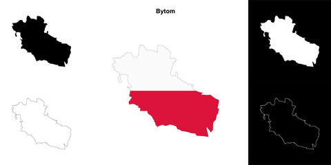 Bytom county outline map set