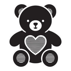 Lovely Teddy Bear with Heart Silhouette Illustration