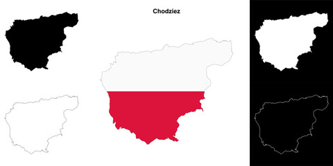 Fototapeta premium Chodziez county outline map set