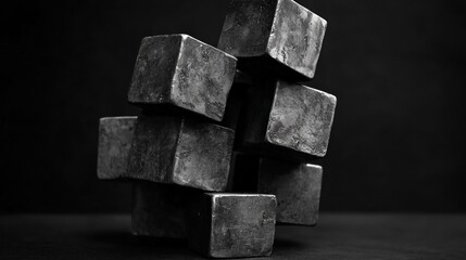 Abstract Still Life of Metallic Cubes