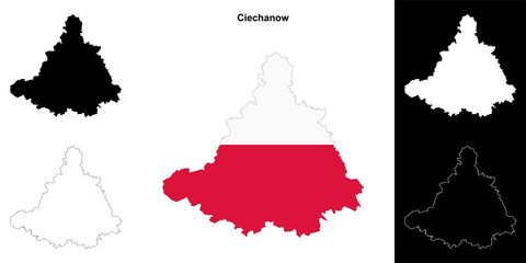 Ciechanow county outline map set