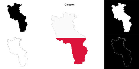 Cieszyn county outline map set