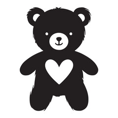 Obraz premium Cute Fluffy Teddy Bear Silhouette Illustration with Heart