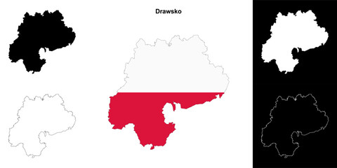 Drawsko county outline map set