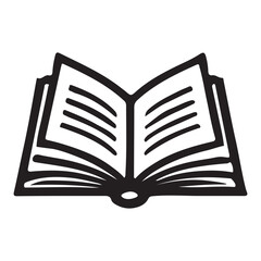 Open Book Silhouette Illustration for Reading