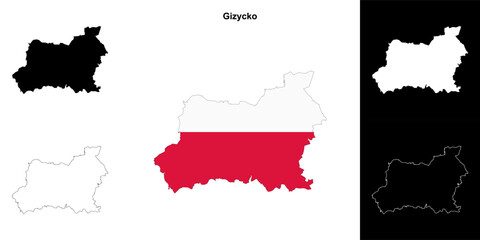 Fototapeta premium Gizycko county outline map set