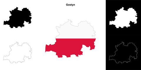 Gostyn county outline map set