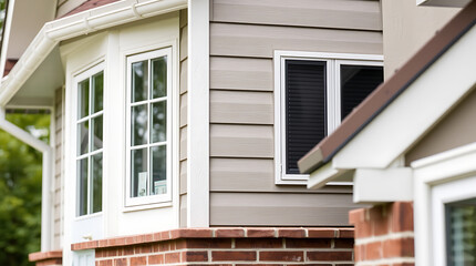 Fototapeta premium House Exterior with Bay Window and Vinyl Siding