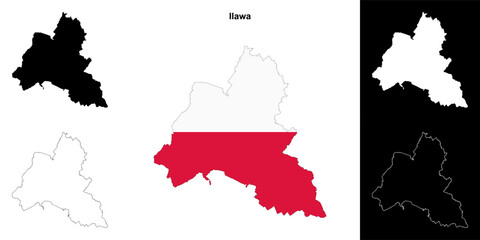 Ilawa county outline map set