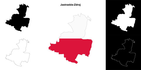 Jastrzebie-Zdroj county outline map set