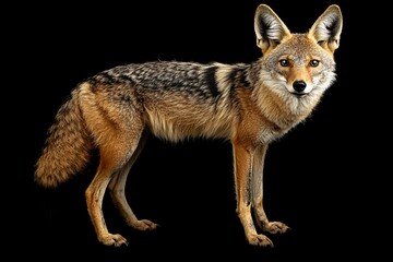 Obraz premium Black backed Jackal vector illustration isolated on white background. Night hunter animal. Smart predator.