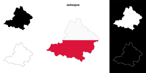 Fototapeta premium Jedrzejow county outline map set