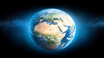 Fototapeta premium Stunning Digital Painting: Earth Glows Vividly in Cosmic Darkness. AI Generated