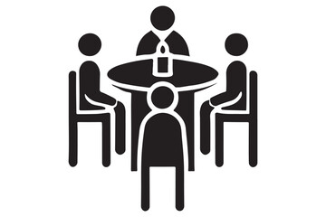 Family Gathering Around Table Silhouette Icon
