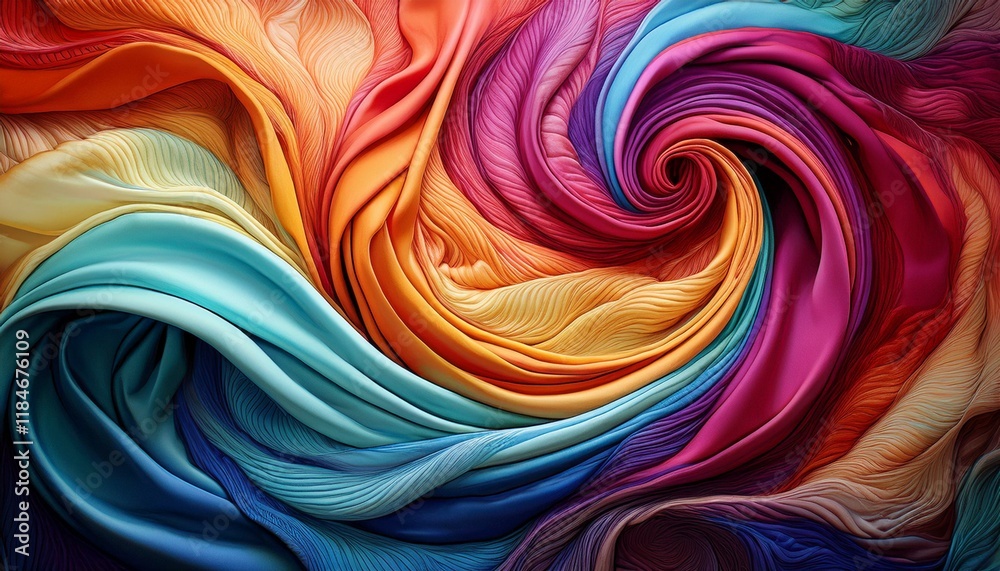 Wall mural colorful swirling fabric abstract art design