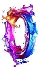 Fototapeta premium Colorful liquid paint splashing and forming number zero