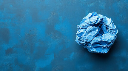 Fototapeta premium A crumpled piece of paper in a trash bin representing discarded thoughts or failed plans with blurred empty space on the side symbolizing chaos and uncertainty