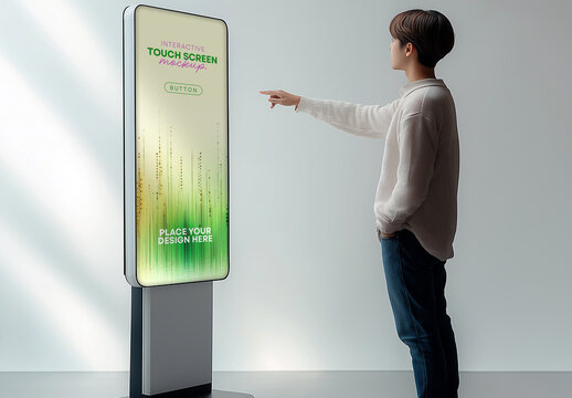 Interactive Touch Screen Mockup - Perfect for Presentations, Digital Displays, and UI/UX Design Showcases Generated with AI