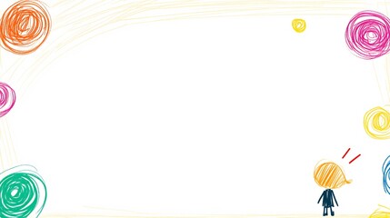 Fototapeta premium Whimsical Child Illustration: Joyfully Exploring a Vibrant, Hand-Drawn World. AI Generated