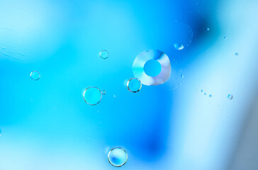 Abstract Blue Water Bubbles with Light Reflections