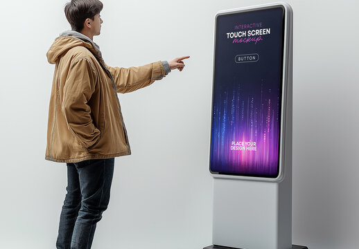 Interactive Touch Screen Mockup - Perfect for Presentations, Digital Displays, and UI/UX Design Showcases Generated with AI