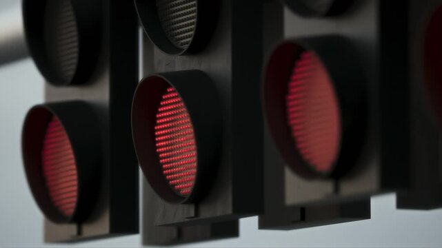 Start lights of racing event. LED signals indicating start sequence at circuit