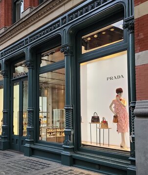 Prada top fashion luxury brand store in SOHO, 575 Broadway, New York, NY, USA. Photo by Artist Nadia Russ.