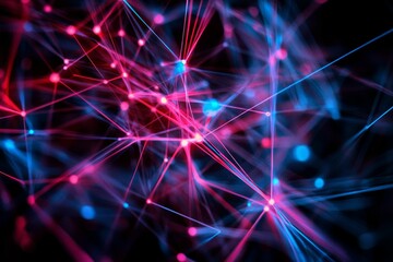 Fototapeta premium Illuminated network: glowing lines, nodes, abstract.