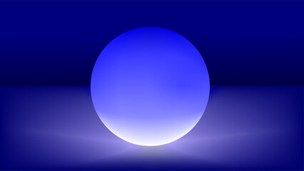 Glowing in the dark blue space circle orb shape frame background