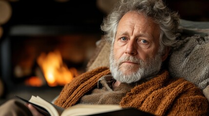 Cozy Retirement Moments by the Fireplace