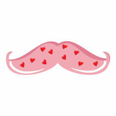 Whimsical Pink Mustache with Hearts