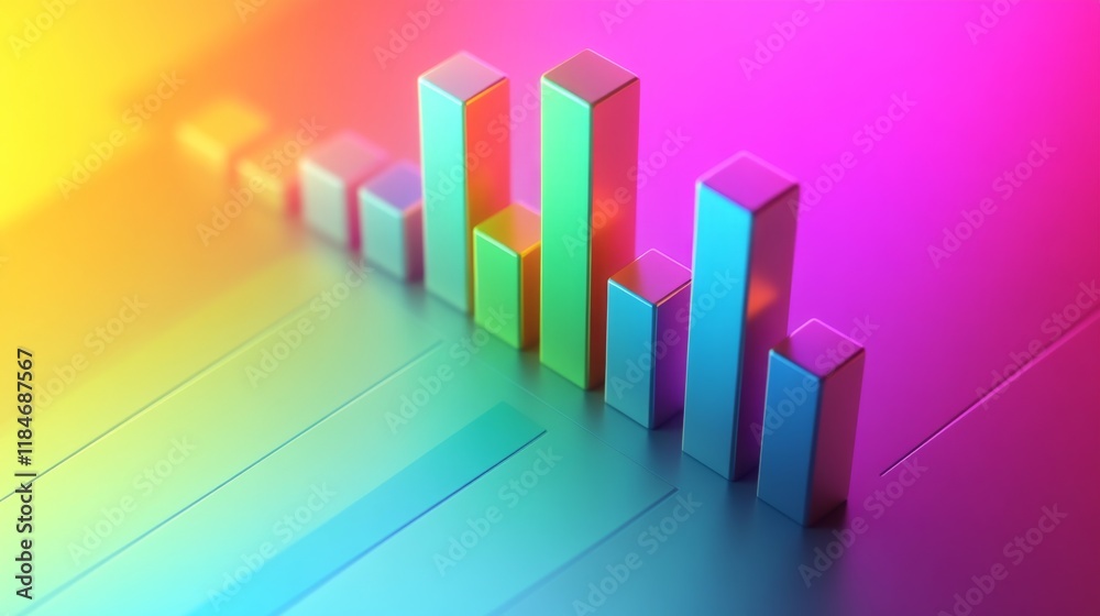 Leinwandbilder an engaging d bar graph illustrating market trends, with detailed textures on the bars and a gradien