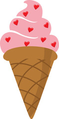 Illustration of Ice Cream Cone with Hearts