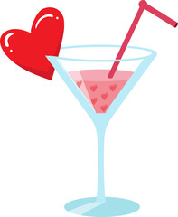 Colorful Heart-Themed Cocktail Illustration