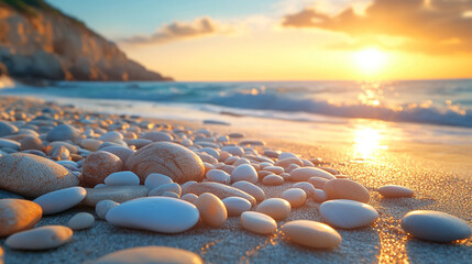 A scattered collection of pebbles on a plain surface, symbolizing disarray, fragmented thoughts, and chaotic emotions, with a blurred caption space, evoking a sense of confusion and scattered mind