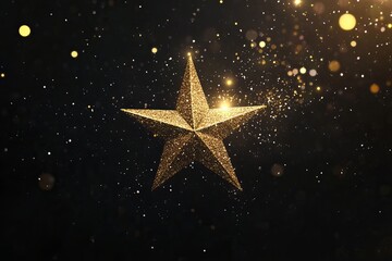 Star gold light on black background with lighting effect and sparkle. Luxury template celebration award design. Vector illustration