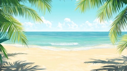 Tropical Beach Paradise - Serene Seascape with Palm Trees