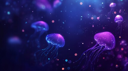 Fototapeta premium Glowing Jellyfish 3D Illustration