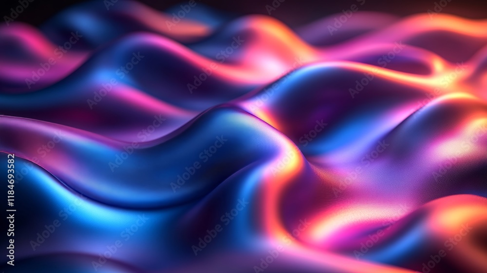 Wall mural metallic holographic surface reflecting vivid colors, creating an abstract and visually stimulating 