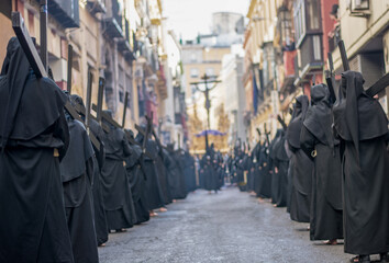 the great Easter processions parade through the streets of beautiful Seville in Andalusia Spain