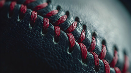 Close-up shot of a baseball with distinctive red stitching, suitable for sports-related or branding uses