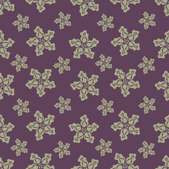 Seamless floral pattern, liberty ditsy print with cute large botany in retro folk style. Beautiful botanical design of hand drawn wild plants: flowers, leaves on black background. Vector illustration